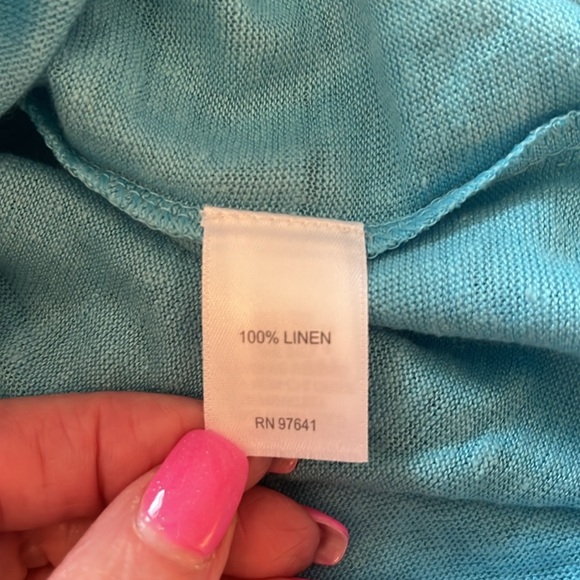 NWT J. Jill Island Blue Linen Top - Picture 6 of 6